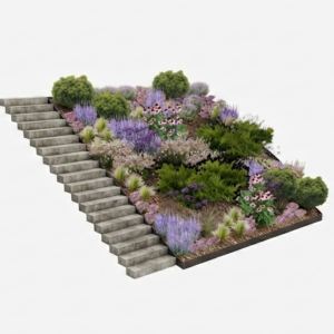 Mediterrán hatású napos ágyásterv - 5x5m (Lila, Rózsaszín, Fehér)